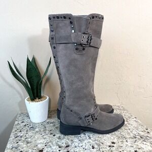 SAM EDELMAN GRAY SUEDE‎ STUDDED TALL BOOTS